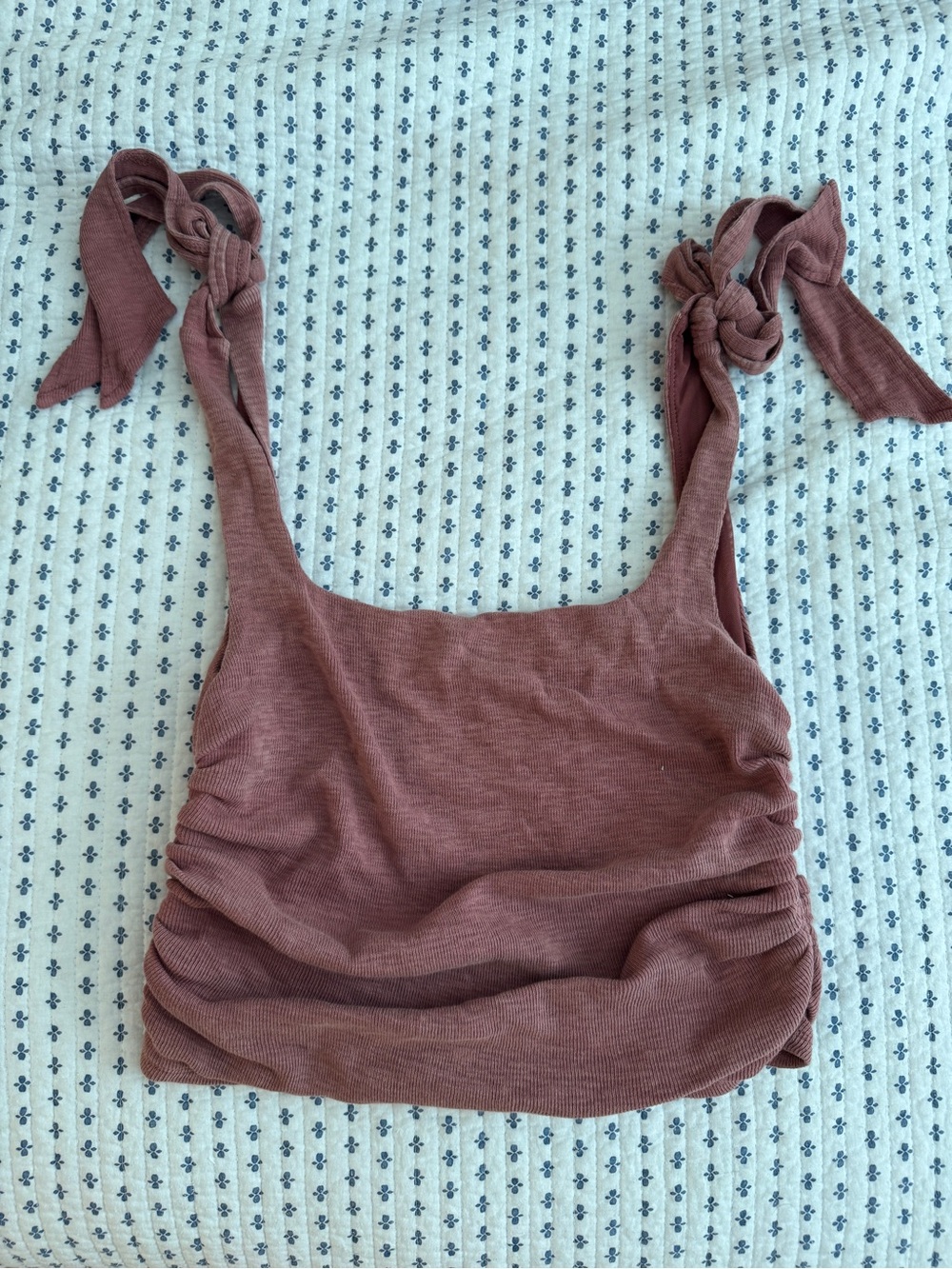 Free People Ribbed Tie-Shoulder Crop Tank - Mauve